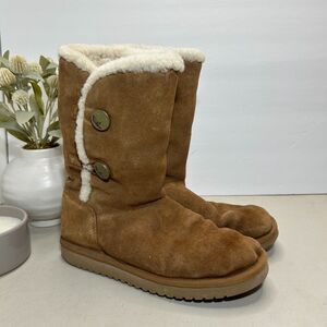 Koolaburra by UGG Kinslei Tall Brown Boot Suede Sheepskin 1096409 Women's US 8